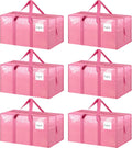 Paquete de 6 bolsas de mudanza grandes extra resistentes con cremallera fuerte y asas cómodas, bolsas de almacenamiento de ropa resistentes y duraderas, contenedores tipo tote, cajas de embalaje para