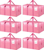 Paquete de 6 bolsas de mudanza grandes extra resistentes con cremallera fuerte y asas cómodas, bolsas de almacenamiento de ropa resistentes y duraderas, contenedores tipo tote, cajas de embalaje para