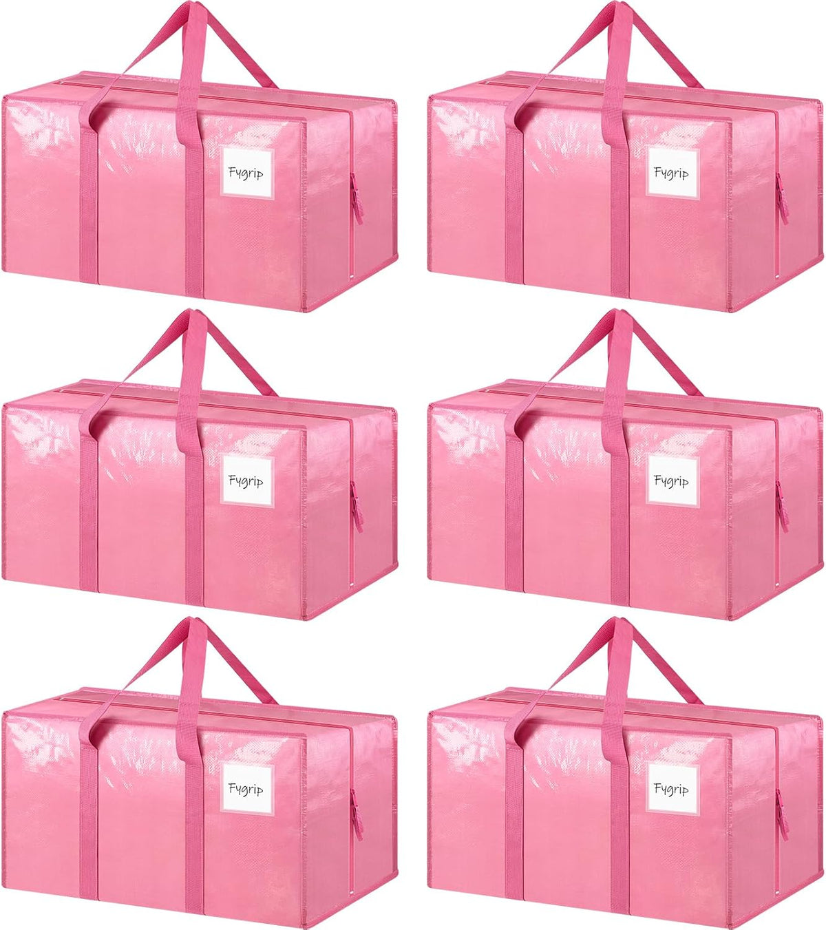Paquete de 6 bolsas de mudanza grandes extra resistentes con cremallera fuerte y asas cómodas, bolsas de almacenamiento de ropa resistentes y duraderas, contenedores tipo tote, cajas de embalaje para