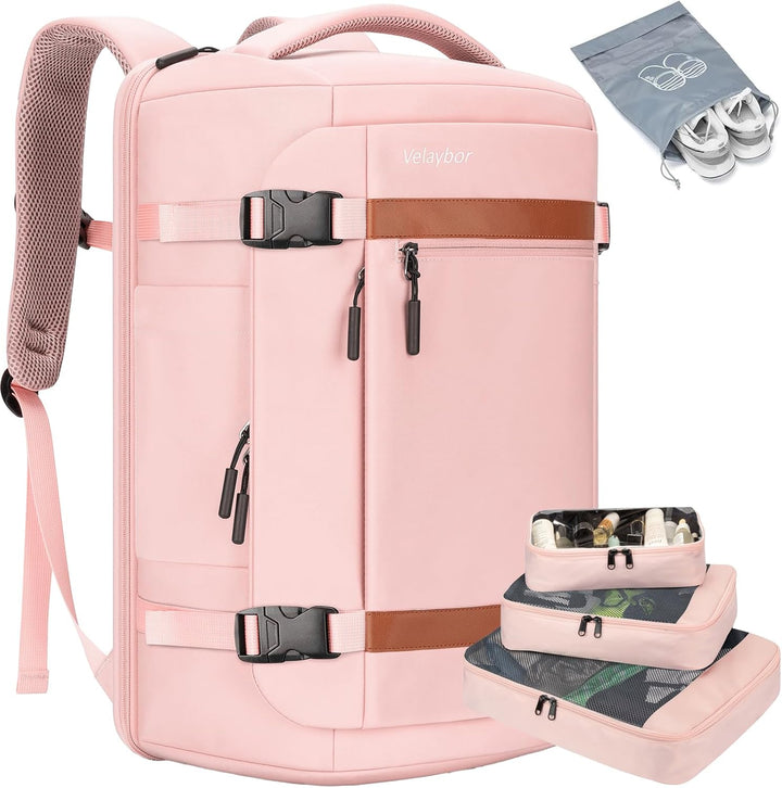 Velaybor Mochila de viaje de 42L con 4 cubos de embalaje, bolsa de...