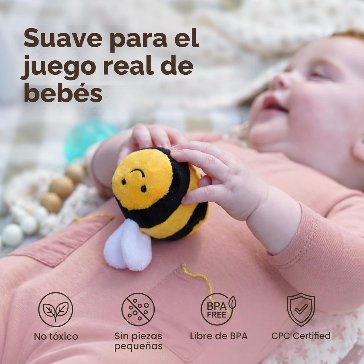 JoyCat Juguetes para bebé 6-12 meses, juguete de colmena con 5 abejas sensoriales, regalo para bebé