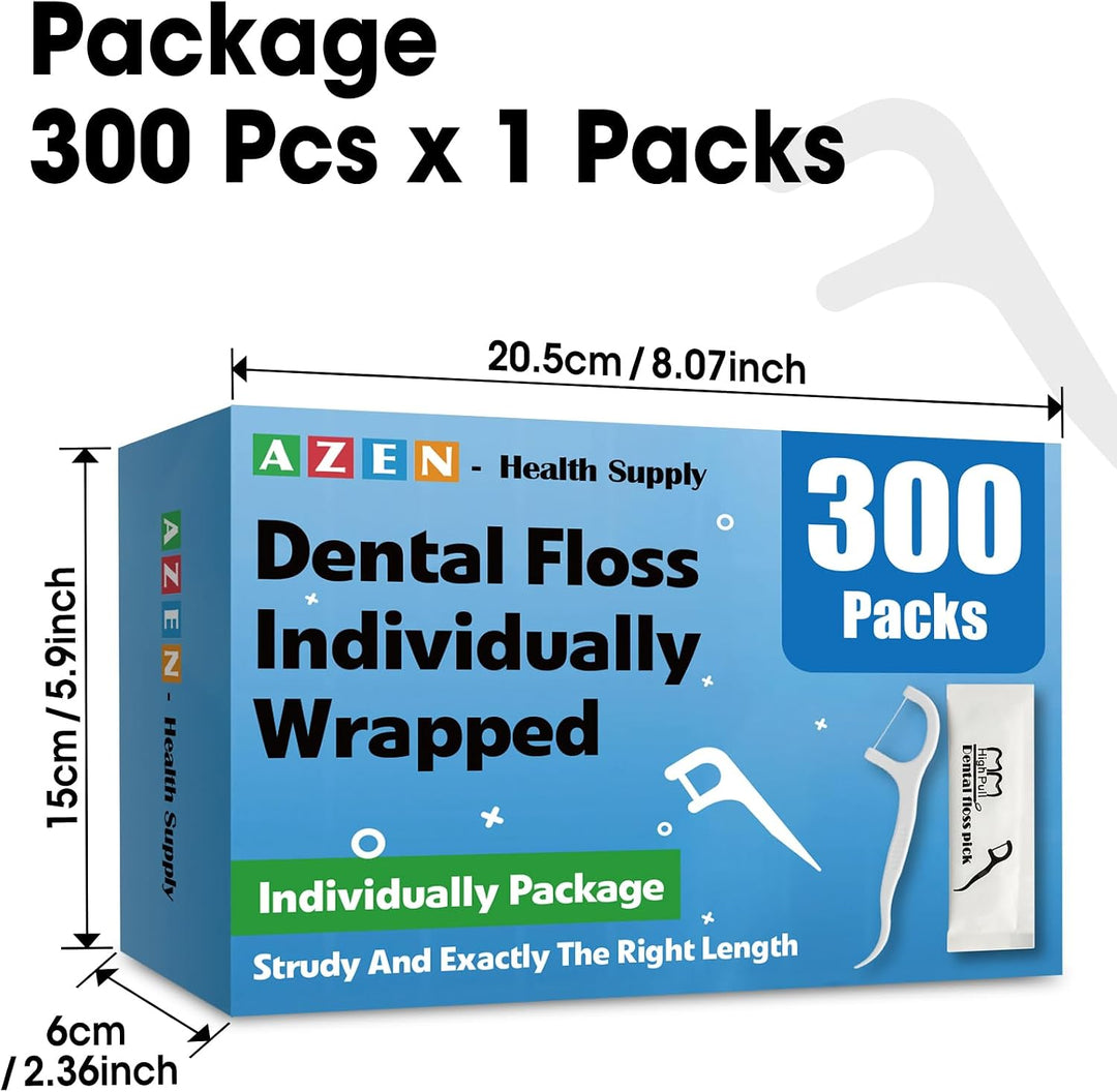 AZEN 300 unidades de hilo dental a granel, púas de hilo dental envu...