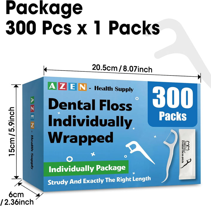 AZEN 300 unidades de hilo dental a granel, púas de hilo dental envu...