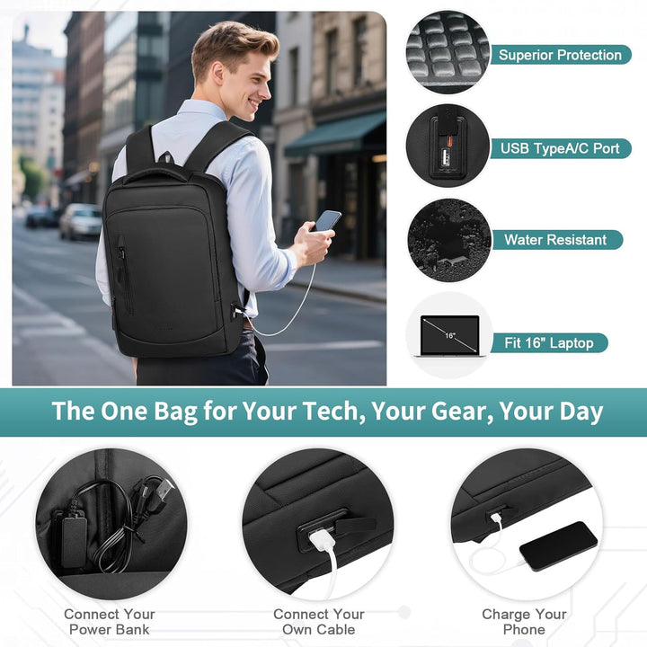SUIKIHUM Mochila delgada a prueba de golpes para laptop para hombre...