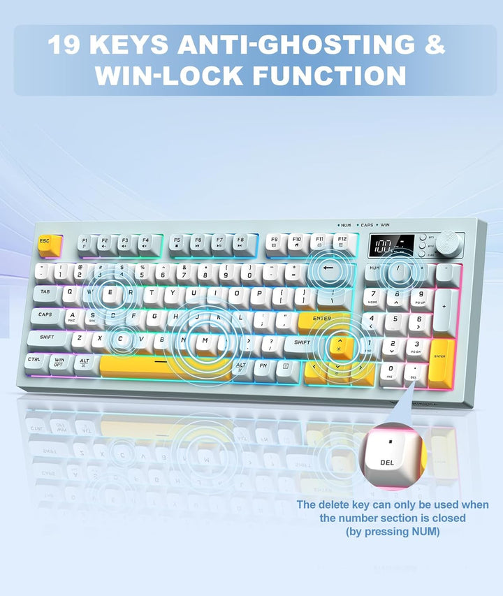 Membrana cremosa de teclado inalámbrico con retroiluminación arcoír...