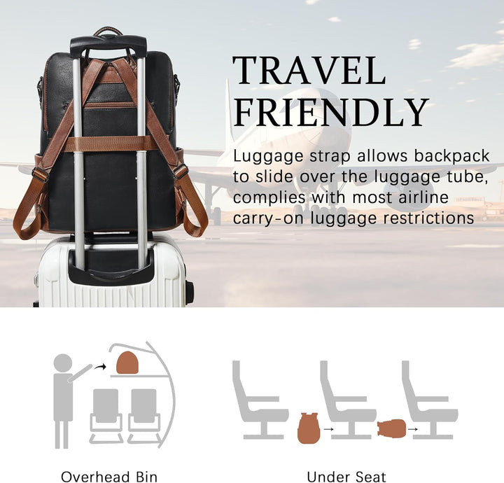 Shrrie - Mochila de cuero vegano para laptop para mujer de 14 pulga...