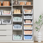Paquete de 5 Cestas Apilables para Almacenamiento en Closet - Contenedores de Almacenamiento Apilables
