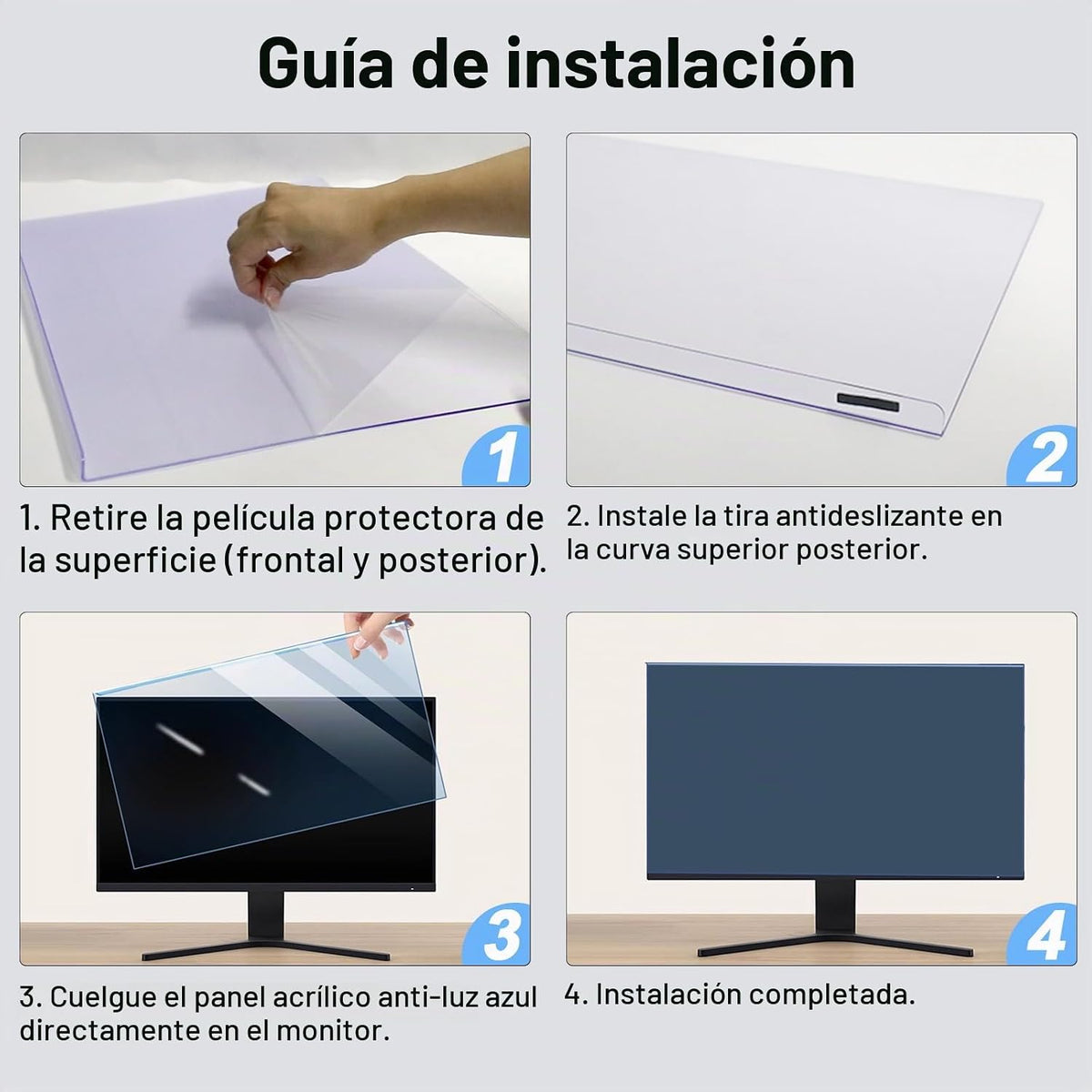 Filtro de luz azul de 31.5 a 32 pulgadas para monitor de computadora, pantalla de computadora de TV, panel bloqueador de luz azul (28.5 x 17.1 pulgadas), protección ocular antiarañazos, HD, no antirreflejos