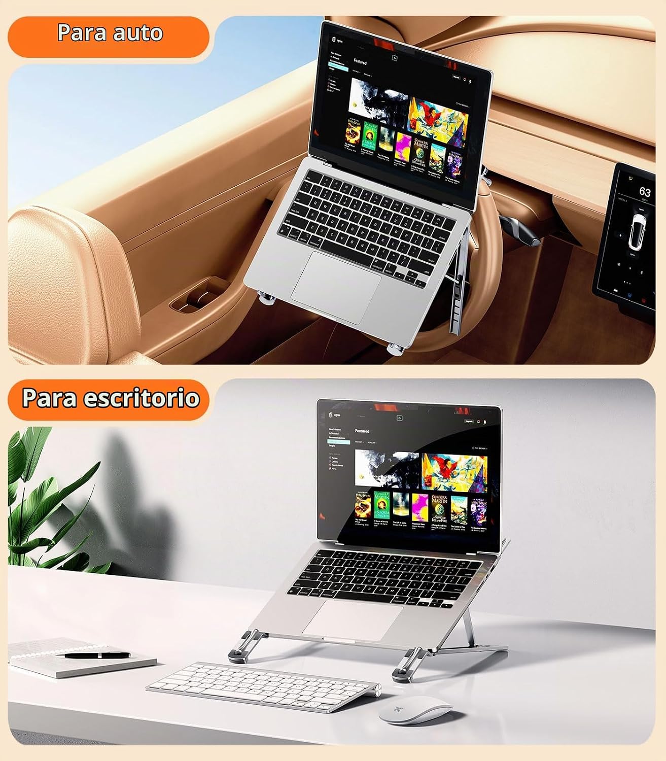 DICMKY Soporte para portátil de coche con bandeja para volante, alt...