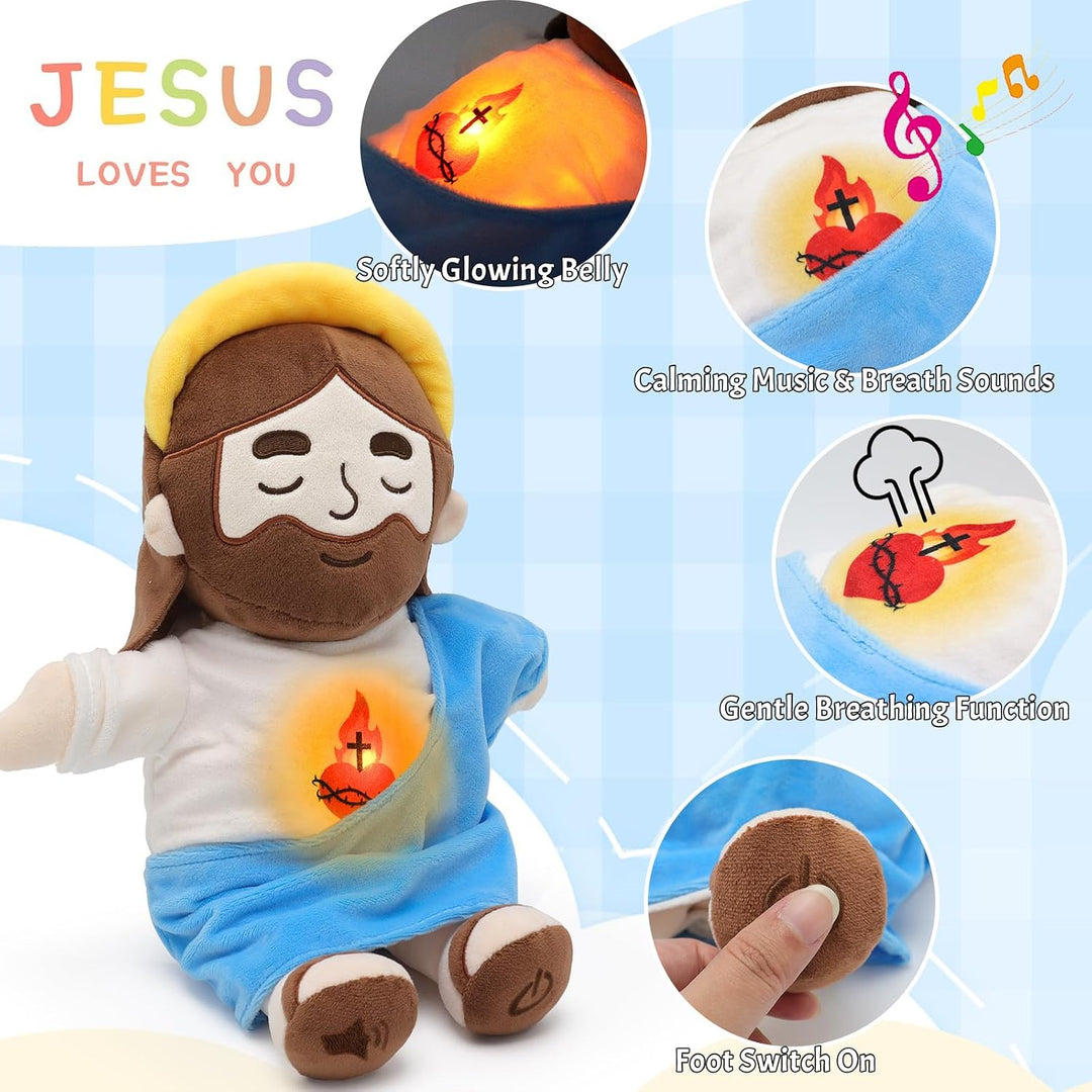 Yelakey Muñeco de Jesús de Peluche Relajante con Luz y Sonido, Muñe...