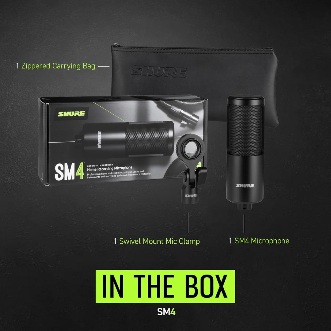Shure SM4-K - Micrófono condensador de estudio, micrófono XLR para...