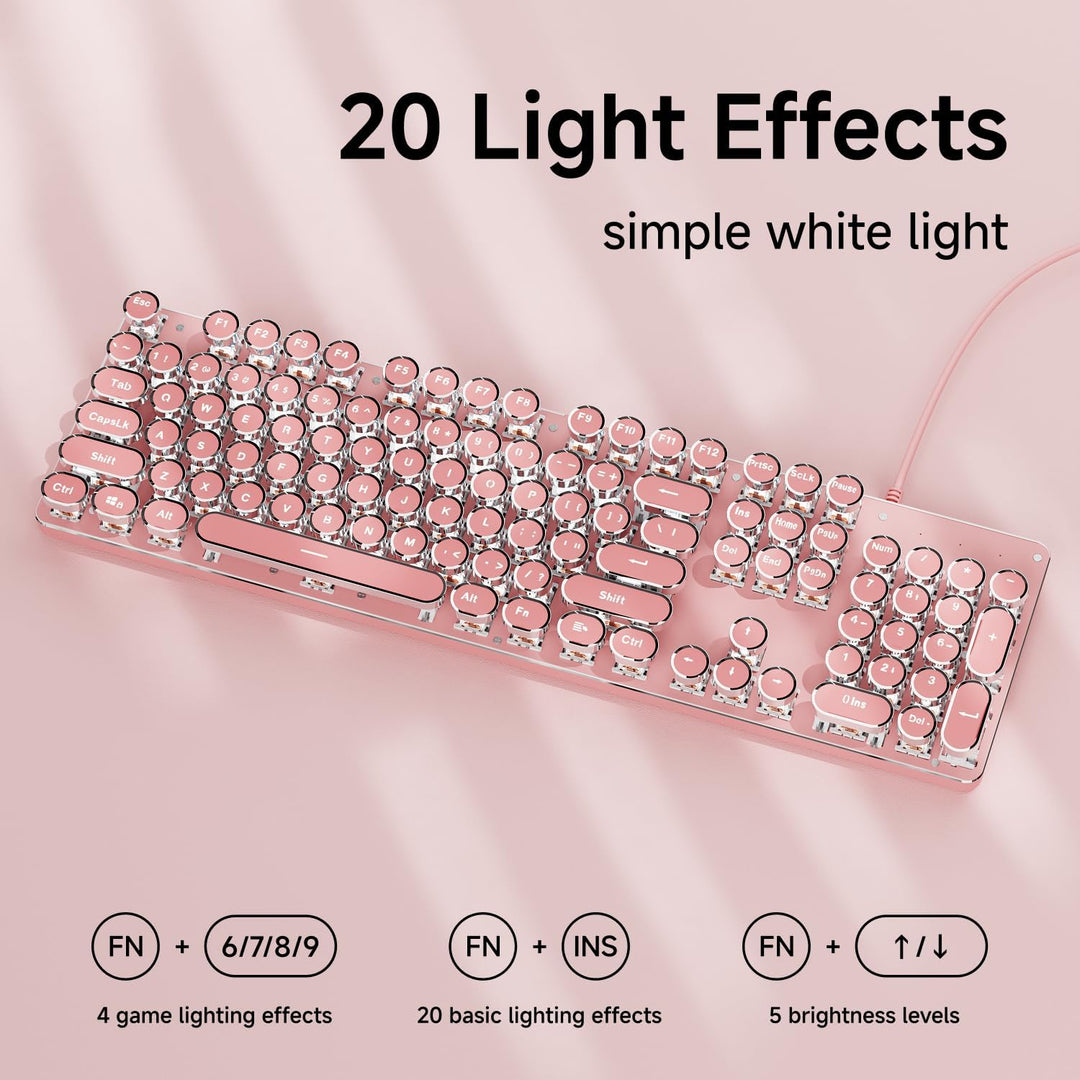 SEUNKWANG Teclado mecánico para juegos estilo máquina de escribir c...