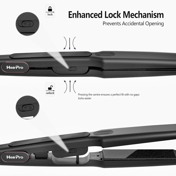 HeirPro Plancha de cerámica con placa flotante 3D, plancha de pelo...