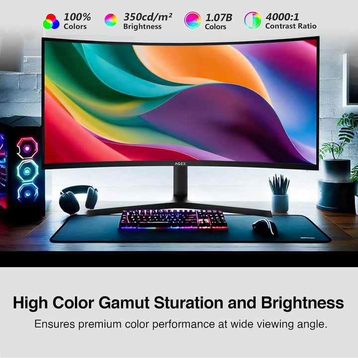 Z-Edge 34 pulgadas WQHD 1440P Monitor curvado para juegos, pantalla...