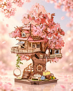 Rolife DIY Miniature House Kits Sakura Tree House 12" 3D Wooden Puzzles