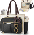 PASMAN Bolsa de mano para profesores para mujer, bolsa estructurada, 17.3 inches, Negro-beige-marrón