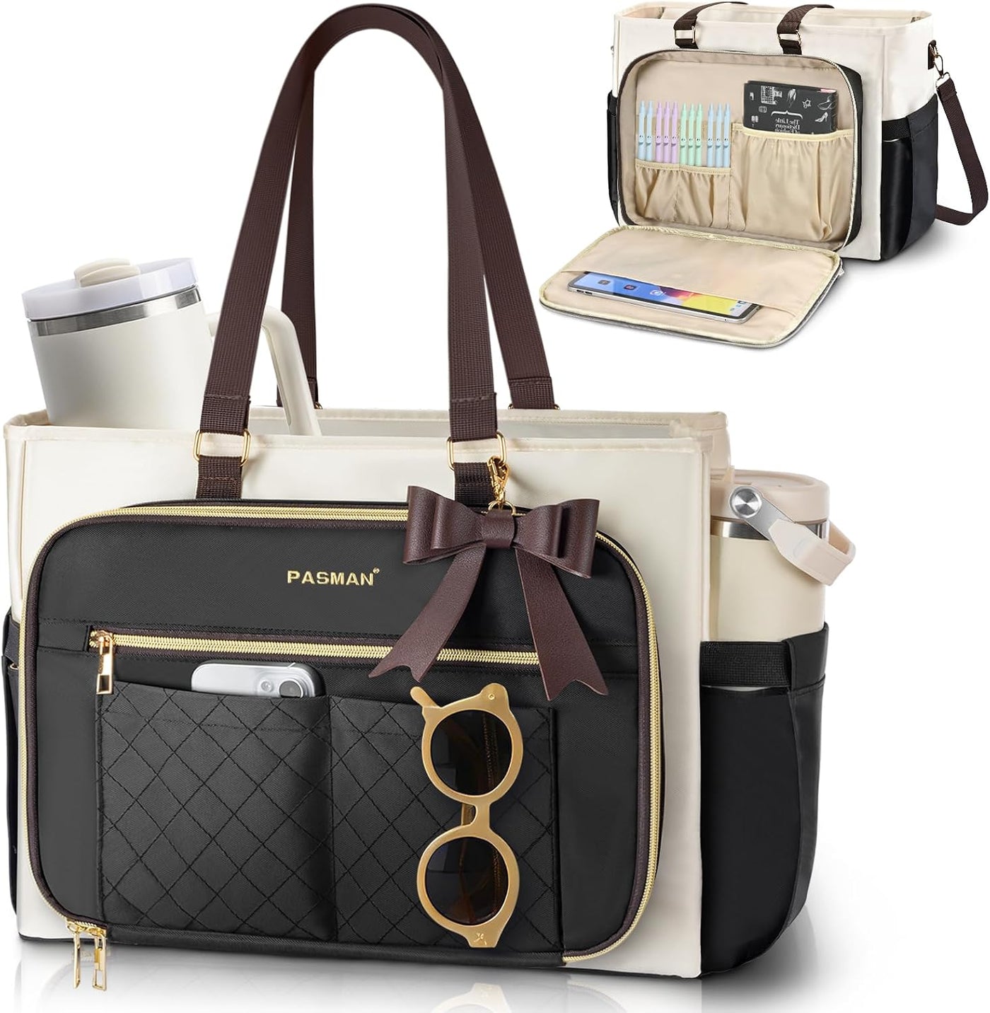 PASMAN Bolsa de mano para profesores para mujer, bolsa estructurada...