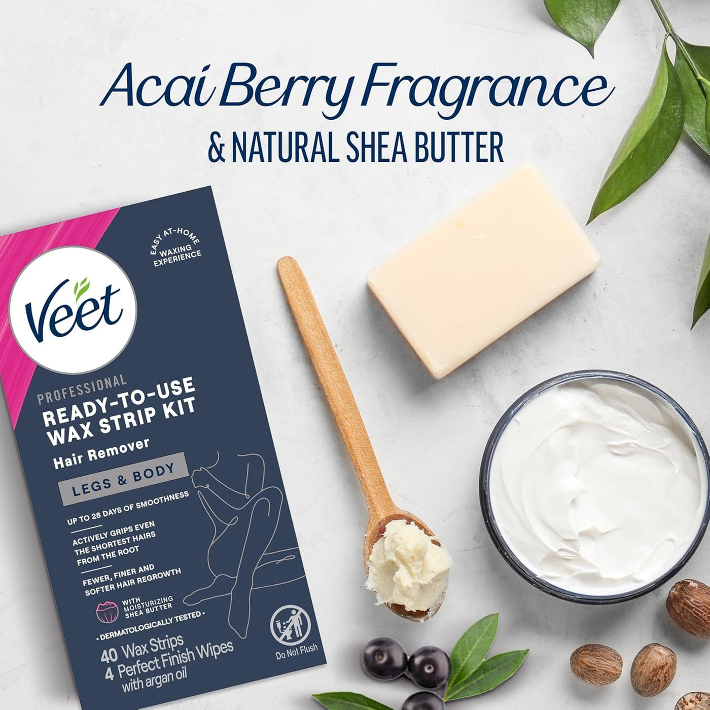 VEET Kit de depilación listo para usar para mujeres, tiras de cera...