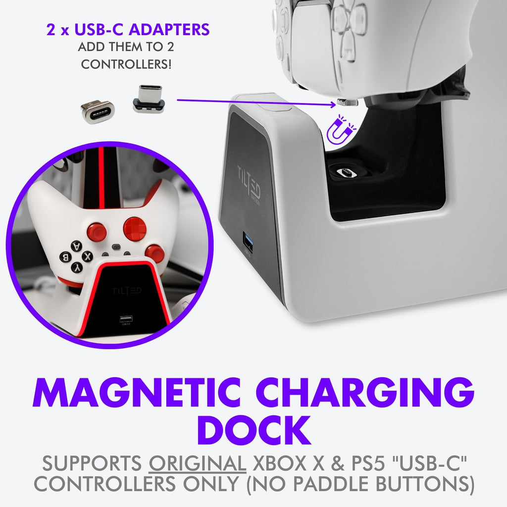 Soporte para auriculares y controlador para juegos | Accesorios premium para PS5 (espacio limpio con estación de carga) Soporte para auriculares y controlador para escritorio, PlayStation 5, Xbox Game,