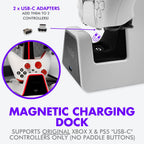 Soporte para auriculares y controlador para juegos | Accesorios premium para PS5 (espacio limpio con estación de carga) Soporte para auriculares y controlador para escritorio, PlayStation 5, Xbox Game,