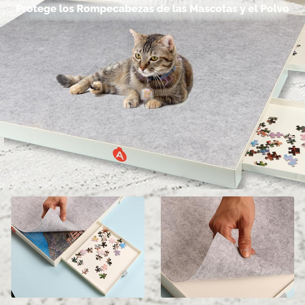 Juego de rompecabezas de 1500 piezas con cajones y tapa, tabla portátil para rompecabezas de 35" x 27", para adultos, mesas de rompecabezas con cajones