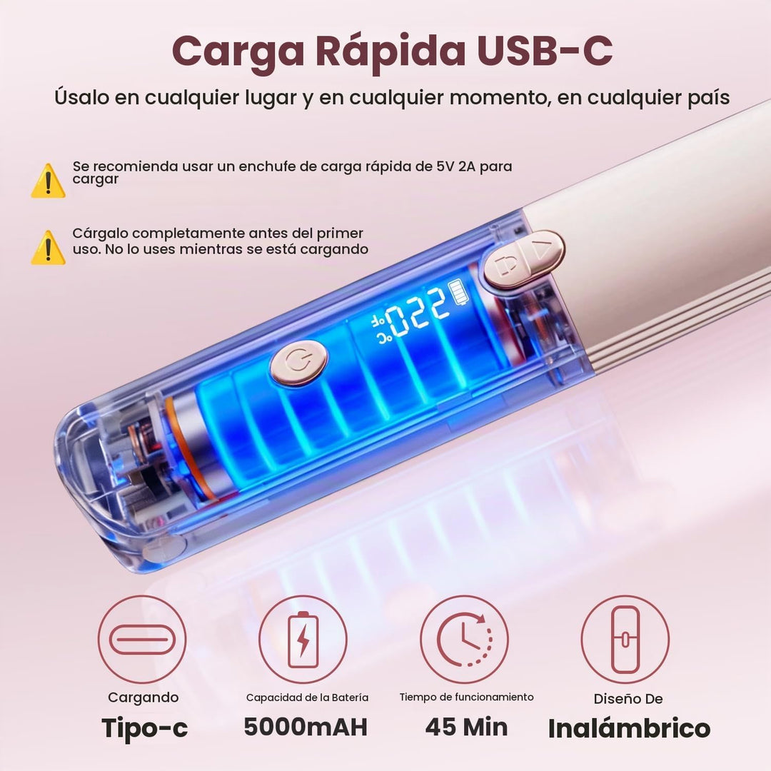 CHIKYO Plancha de pelo inalámbrica 2 en 1, rizador portátil sobre l...