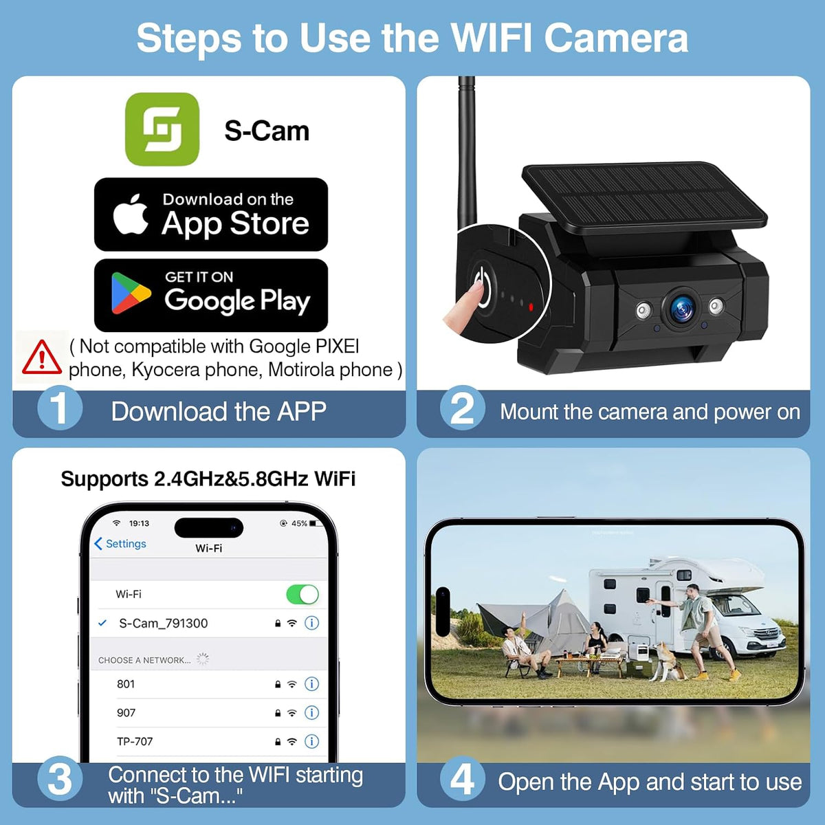 Cámara de respaldo inalámbrica solar magnética, cámara de enganche WiFi de 1080P para camión, vehículo recreativo, cámara de visión trasera con batería recargable de 9600 mAh, IP69 impermeable, visión