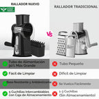 SUSTEAS Rallador rotatorio de queso 5 cuchillas, rebanadora de verduras de