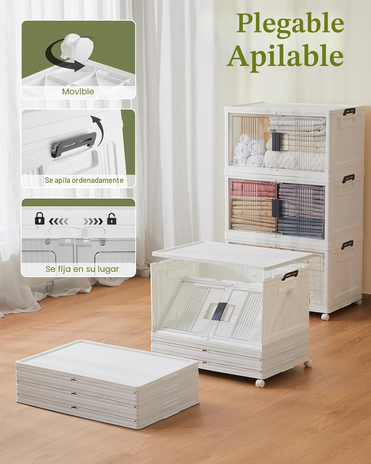 OlarHike 76QT Storage Bins con Lids para Home, Office, Closet, Dorm, 3 Pack