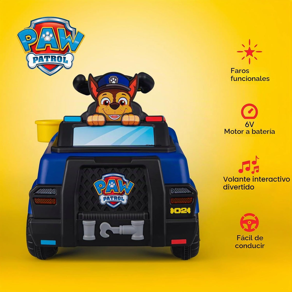 Paw Patrol Chase - Coche infantil de 6 V con batería recargable y