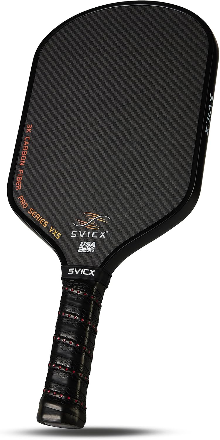 Pala de Pickleball Fibra de Carbono 16mm – Palas Profesionales de Pickleball con Control, Potencia y Efecto Superiores – Mango Alargado para Agarre a Dos Manos, Aprobada por USAPA