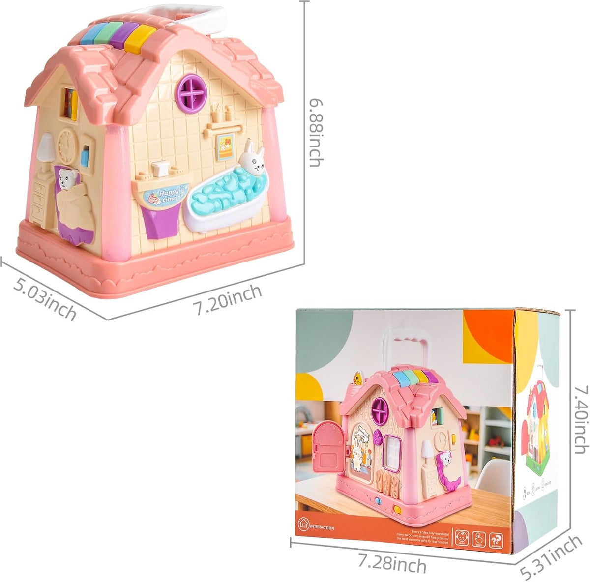 Juguete de casa de aprendizaje musical, juego interactivo de educación temprana con luces y sonidos, centro de actividades portátil para niños de 0 a 3 años