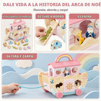 Lehoo Castle Juguete de madera rosa del arca de Noé para niña de 1 año