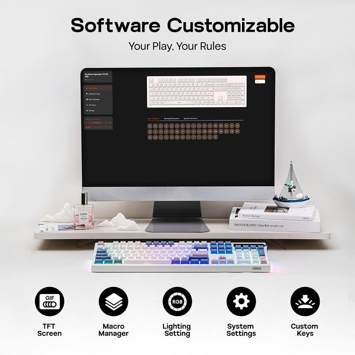 EPOMAKER TH108 PRO Teclado mecánico de tamaño completo con pantalla...