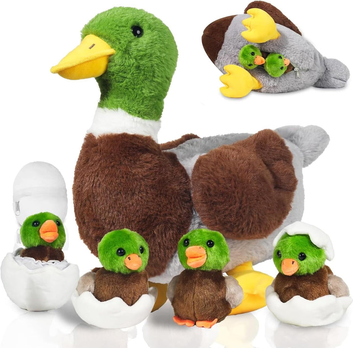 XYHQYB Peluche de pato real 7 en 1, 12 pulgadas con cremallera, pat...