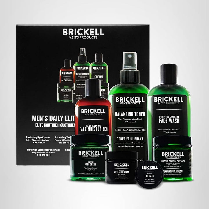 Brickell Daily Elite Face Care Routine II para hombre, tónico, lava...