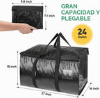 BALEINE Paquete de 6 bolsas de mudanza de gran tamaño con asas reforzadas, bolsa de almacenamiento resistente para ropa, suministros de mudanza (negro, paquete de 6)
