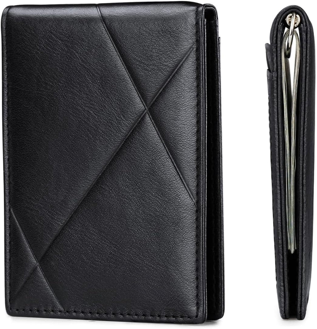 Billetera para hombre, delgada, con bloqueo RFID, de cuero