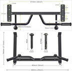Kipika 32" Barra de tracción de techo montada - Muy duradera, Altamente ajustable, Barra de dominadas multifuncional - Sistema de gimnasio en casa con colgador para bolsa de golpe y entrenamiento con bandas de resistencia