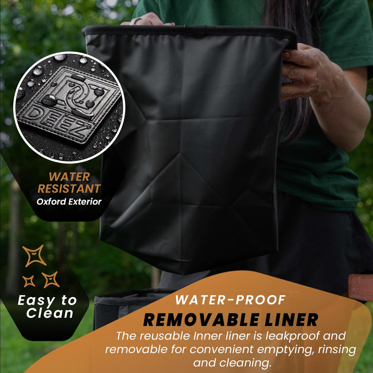Basurero para automóvil con tapa, forro impermeable extraíble