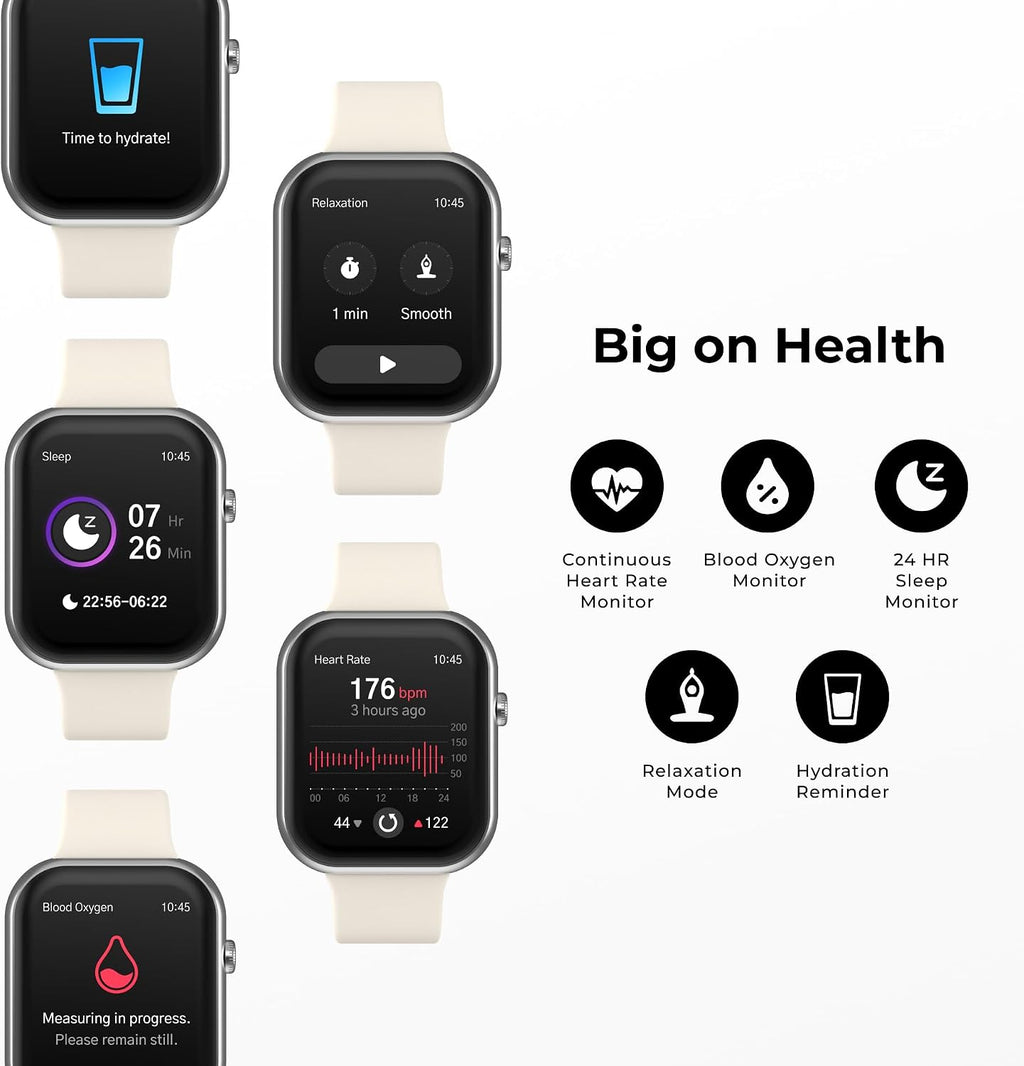 iTouch Reloj inteligente AIR 5, pantalla AMOLED de 1.85 pulgadas, llamadas Bluetooth, más de 100 modos deportivos, frecuencia cardíaca, SpO2, seguimiento del sueño y el estrés, resistente al agua, duración de la batería de 7 días, para Android y iPhone