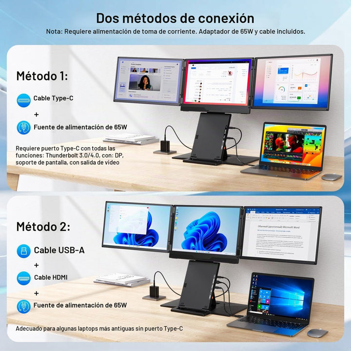 UK BONITOYS Extensor de pantalla para portátil cuádruple, monitor Q...
