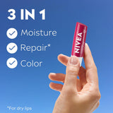 NIVEA Cherry Lip Care, paquete de bálsamo labial teñido de rubí con...