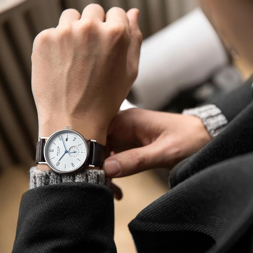 FEICE Relojes para hombre Bauhaus Design Reloj automático impermeable cristal de zafiro analógico relojes mecánicos para hombres mujeres unisex -FM201, Negro_d, Mecánico, reloj automático