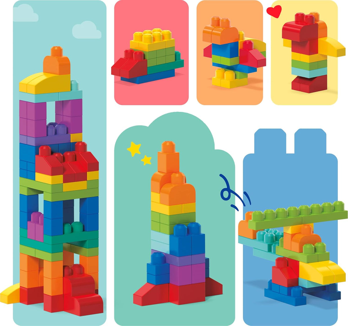 Mega Bloks First Builders - Juego de juguetes de bloques