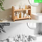 Organizador de encimera de baño de madera maciza 100%