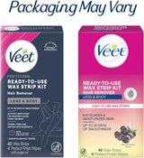 VEET Kit de depilación listo para usar para mujeres, tiras de cera...