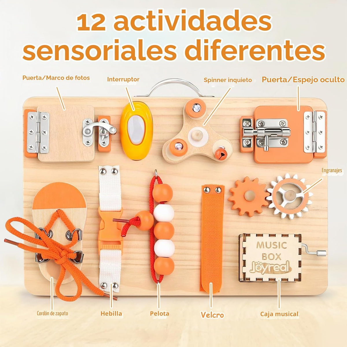 Joyreal Tablero Montessori de madera para niños pequeños