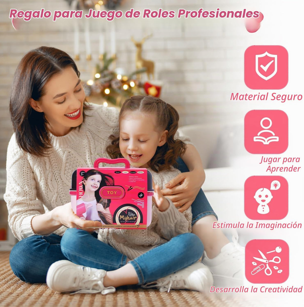 Juguetes de peluquería para niñas de 3 a 8 años, juego de peluquería de peluquería, accesorios de maquillaje con luces y sonidos interactivos, juguetes educativos de vestir, regalos de cumpleaños para niños de 3, 4, 5, 6, 7, 8 años