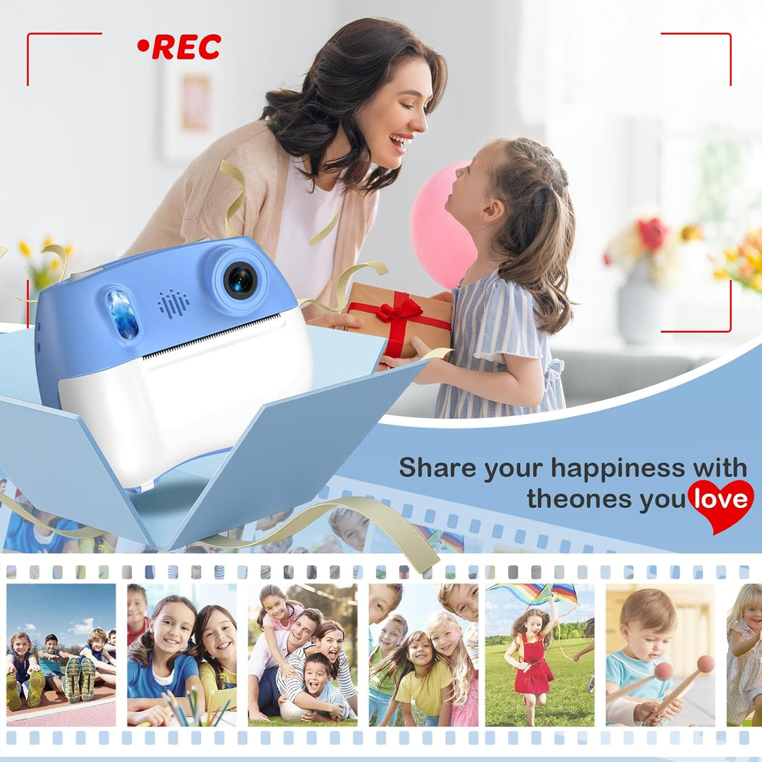 Cámara de impresión instantánea para niños, cámara frontal trasera...